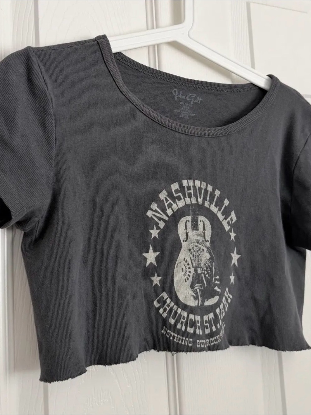 Brandy Melville Charcoal Gray Nashville Graphic Crop Tee